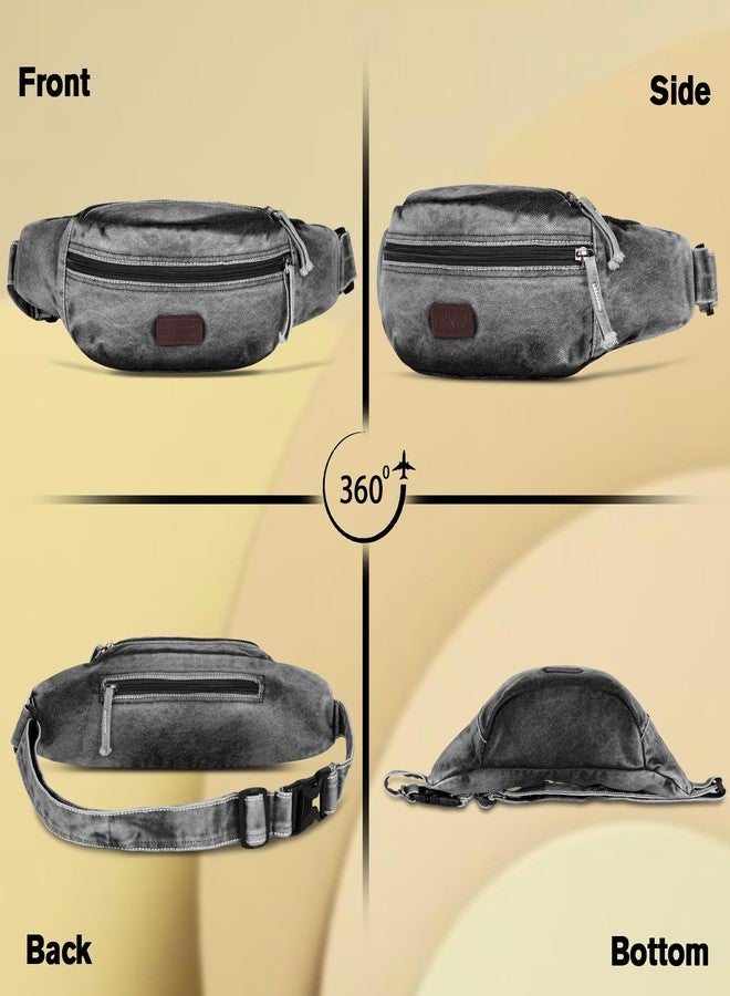 Zainto Denim Waist Bag for Men & Women - Stylish and Durable Fanny Pack for Travel, Hiking, and Everyday Use (Black) - Image 3